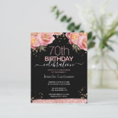 ピンクグリッターフローラ70番目の誕生日招待状 (スタンド正面)