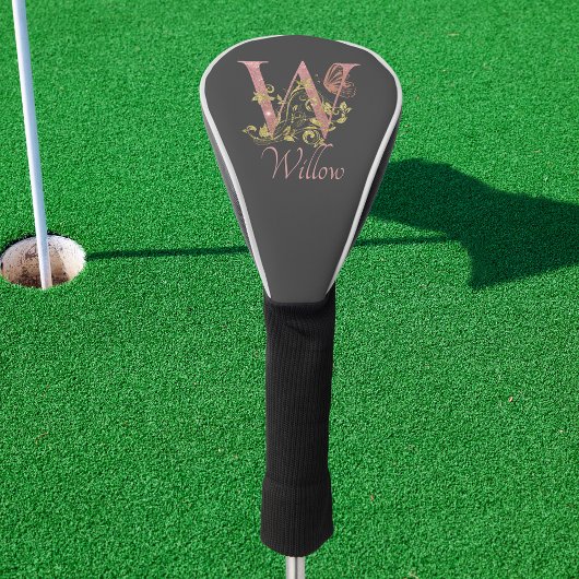 ピンクグリッターフローラW ゴルフヘッドカバー