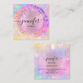 ピンクグリッターブティックショップドリップピンクホログラフ スクエア名刺 (正面/裏面)