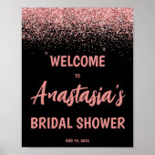 ピンクグリッターブライダルシャワー歓迎 ポスター (正面)