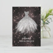 *~*ピンクグリッターブライダルドレスブライダルガウンシャワー 招待状 (スタンド正面)