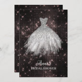 *~*ピンクグリッターブライダルドレスブライダルガウンシャワー 招待状 (正面/裏面)