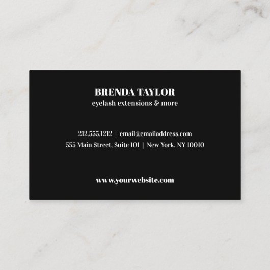 ピンクグリッターブラウバーアイラッシュカスタムロイヤリティ 名刺 (裏面)