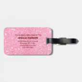 ピンクグリッターブラシ付きスクリプト荷物タグ ラゲッジタグ (裏面横)