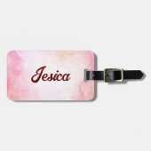 ピンクグリッターブラシ付きスクリプト荷物タグ ラゲッジタグ (正面横)