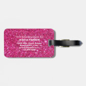 ピンクグリッターブラシ付きスクリプト荷物タグ ラゲッジタグ (裏面横)