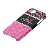 ピンクグリッターブラックシェブロンモノグラム Case-Mate iPhoneケース (下部)