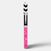 ピンクグリッターブラックシボロンモノグラム Case-Mate iPhoneケース (裏面 / 左)