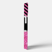 ピンクグリッターブラックシモノグラムのェブロン Case-Mate iPhoneケース (裏面 / 右)