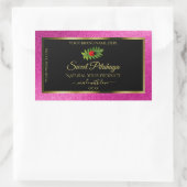 ピンクグリッターブラック製品ラベル素晴らし金ゴールド枠 長方形シール (バッグ)