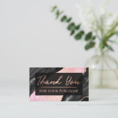 ピンクグリッターブラック購入ありがとう 名刺 (スタンド正面)