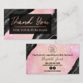 ピンクグリッターブラック購入ありがとう 名刺 (正面/裏面)