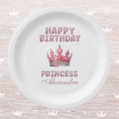 ピンクグリッタープリンセスクラウンフェアヤテール誕生日 ペーパープレート