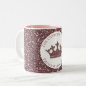 ピンクグリッタープリンセスクラウン名前をカスタムする ツートーンマグカップ (正面左)