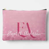 ピンクグリッタープリントカットソーバッグとイニシャル アクセサリーポーチ (正面)