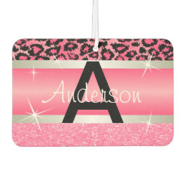 ピンクグリッタープリント&ヒョウ動物 |カスタマイズ カーエアーフレッシュナー