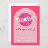 ピンクグリッタープールサイドエージホットピ10代のンク招待状 招待状 (正面/裏面)