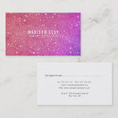 ピンクグリッターヘアサロンスタイリストアポイントメントカード 予約カード (正面/裏面)