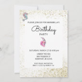 *~*ピンクグリッターヘアマーメイド誕生日パーティー 招待状 (裏面)