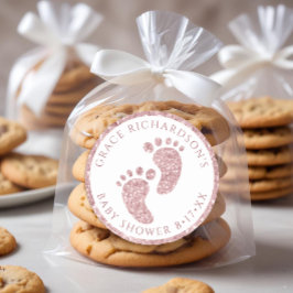 ピンクグリッターベビーシャワーお気に入りステッカー ラウンドシール