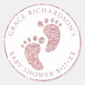 ピンクグリッターベビーシャワーお気に入りステッカー ラウンドシール (正面)