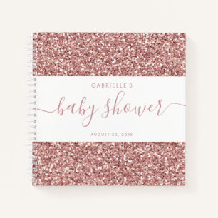 ピンクグリッターベビーシャワーゲストブックメモリ ノートブック