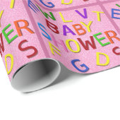 ピンクグリッターベビーシャワーラッピング紙 ラッピングペーパー (ロールコーナー)