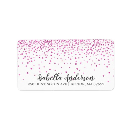 ピンクグリッターベビーシャワー住所 シール (正面)