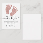 ピンクグリッターベビー足ベビーシャワーありがとう ノートカード (正面/裏面)