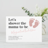 ピンクグリッターベビー足ベビーシャワー 招待状 (スタンド正面)