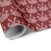 ピンクグリッターベルズオンレッドホリデーラッピング紙 ラッピングペーパー (ロールコーナー)