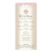 ピンクグリッターベーカリーカップケーキ金ゴールドパティシシェフメニュー ラックカード (正面)