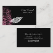 ピンクグリッターホワイトダイヤモンドリップメイクアップアーティスト 名刺 (正面/裏面)