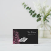 ピンクグリッターホワイトダイヤモンドリップメイクアップアーティスト 名刺 (スタンド正面)