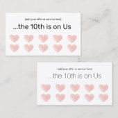 ピンクグリッターホワイト10パンチサロン顧客ロイヤリティ ロイヤリティカード (正面/裏面)