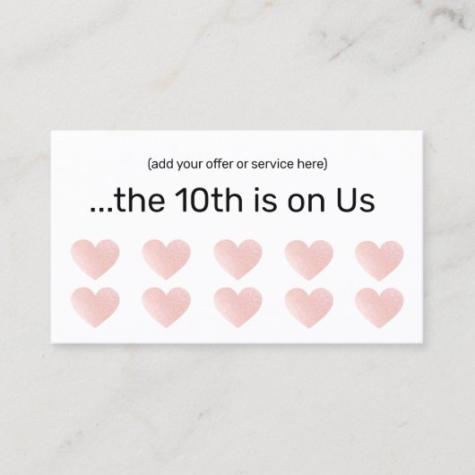 ピンクグリッターホワイト10パンチサロン顧客ロイヤリティ ロイヤリティカード (正面)