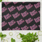 ピンクグリッターボスバベ キッチンタオル (折り畳み)