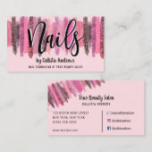 ピンクグリッターポーランドブラシストロークネイリストB 名刺 (正面/裏面)