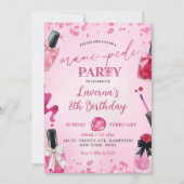 ピンクグリッターマニペディバースデーパーティー 招待状 (正面)