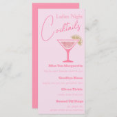 ピンクグリッターマルティーニレディースナイトカクテルパーティー メニュー (正面/裏面)