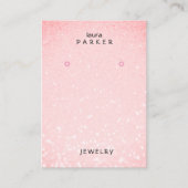 ピンクグリッターミニマルイヤリングデザイナーディスプレイ 名刺 (正面)
