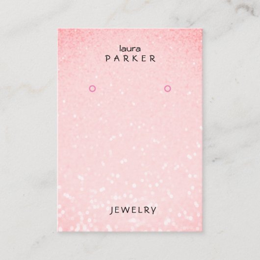 ピンクグリッターミニマルイヤリングデザイナーディスプレイ 名刺 (正面)