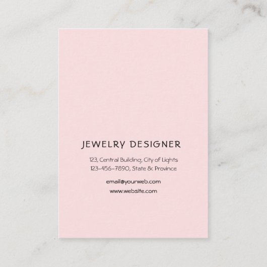 ピンクグリッターミニマルイヤリングデザイナーディスプレイ 名刺 (裏面)