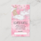ピンクグリッタームーンスターおむつラッフルベビーシャワー エンクロージャーカード (正面)