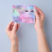 ピンクグリッターメイクアップ目のラッシュプライスリーフレットブルー チラシ (手)