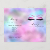 ピンクグリッターメイクアップ目のラッシュプライスリーフレットブルー チラシ (正面)