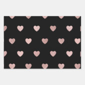 ピンクグリッターメタリックハートレッドパープルブラック ラッピングペーパーシート (正面3)