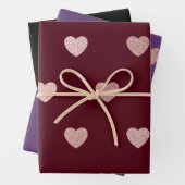 ピンクグリッターメタリックハートレッドパープルブラック ラッピングペーパーシート (インサイチュ)