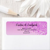 ピンクグリッターモダン勾配差出人住所 ラベル (インサイチュ)