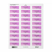 ピンクグリッターモダン勾配差出人住所 ラベル (フルシート)